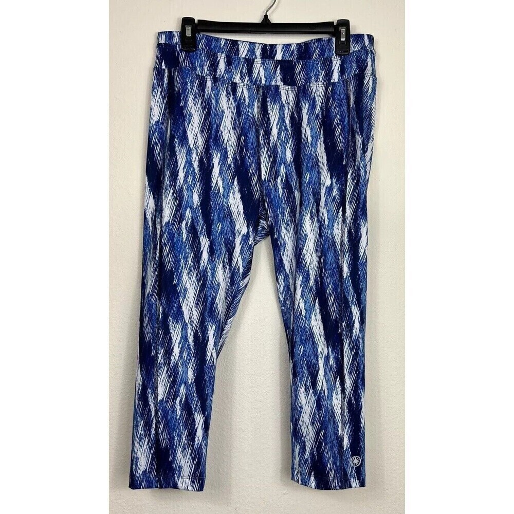Fullbeauty Sport Blue Abstract Ikat Print Activewear Leggings Plus Size 14/16